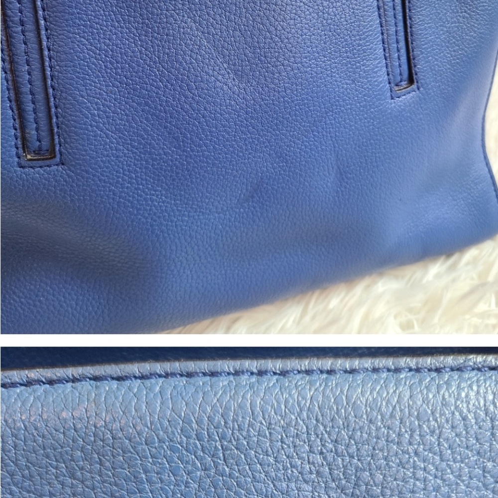 Kate Spade Cobalt Blue Dominique Grey Street Leather Satchel with tassel. GUC - Picture 3 of 9